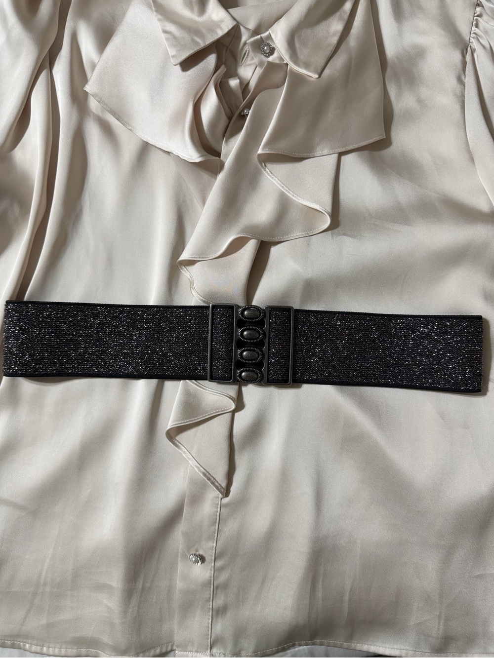 Target L Black Metallic Rose Gold Stretch Elastic Vintage Style Belt